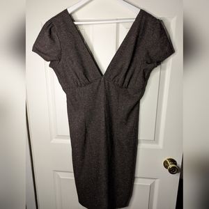 Forever Pencil dress dark brown deep V neck and back size large